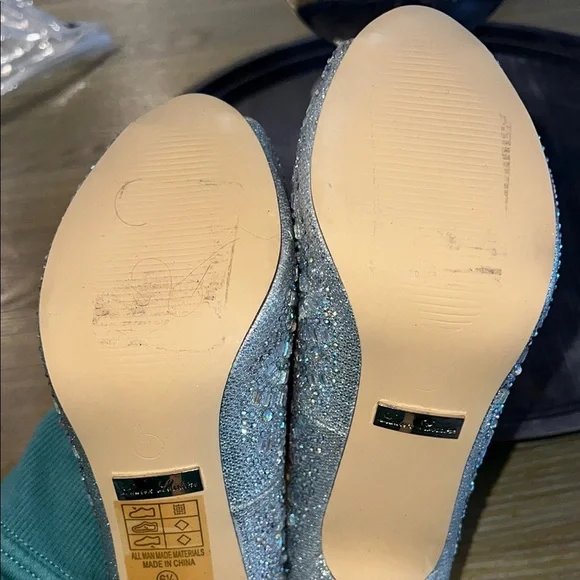 Lauren Lorraine Glittering Silver Rhinestone Peep Toe Heels 6 1/2 - Picture 7 of 11